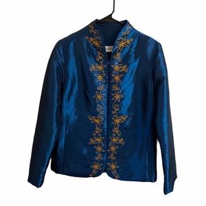 Omnialo Quilted Chinese Inspired Blazer Jacket